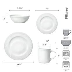 Filigree® 16 Piece Dinnerware Set, Service For 4 -Famous Tableware Store 10703845 dimensions 01