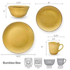 Bumble Bee Yellow 16 Piece Dinnerware Set, Service For 4 21 Bumble Bee Yellow 16 Piece Dinnerware Set, Service For 4 -Famous Tableware Store 22 0091 5286600 infographic