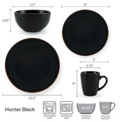 Hunter Black 16 Piece Dinnerware Set, Service For 4 -Famous Tableware Store 22 0093 5286597 infographic v2 1