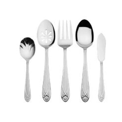 Mirage Frost 45 Piece Flatware Set With Wire Caddy, Service For 8 -Famous Tableware Store 5085079 MirageFrost 5pc ServingSet Silo
