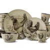 Homespun Rooster 16 Piece Dinnerware Set, Service For 4 2 Homespun Rooster 16 Piece Dinnerware Set, Service For 4 -Famous Tableware Store 5177076 16pc