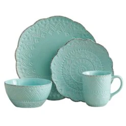 Remembrance Teal Dinnerware Set -Famous Tableware Store 5177557 4pc