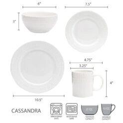 Cassandra 16 Piece Dinnerware Set, Service For 4 14 Cassandra 16 Piece Dinnerware Set, Service For 4 -Famous Tableware Store 5189226 dimensions 1