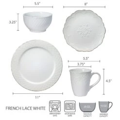 French Lace White Dinnerware Set 13 French Lace White Dinnerware Set -Famous Tableware Store 5207819 dimensions