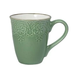 French Lace Set Of 4 Green Mugs -Famous Tableware Store 5211170