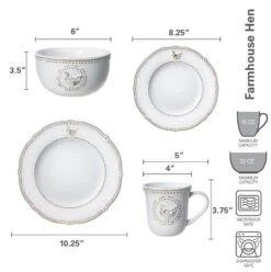 Farmhouse Hen Dinnerware Set -Famous Tableware Store 5219155 dimensions 01