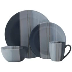 Parker Gray 16 Piece Dinnerware Set, Service For 4 -Famous Tableware Store 5237436