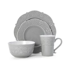 Abby Gray 16 Piece Dinnerware Set, Service For 4 -Famous Tableware Store 5267394 3Q