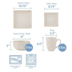 Madeleine 16 Piece Dinnerware Set, Service For 4 -Famous Tableware Store 5270501 Dimension