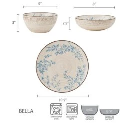 Bella 12 Piece Dinnerware Set, Service For 4 15 Bella 12 Piece Dinnerware Set, Service For 4 -Famous Tableware Store 5274249 dimensions