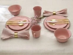 Flamingo Pink 16 Piece Dinnerware Set, Service For 4 -Famous Tableware Store 5274259 PFZ Flamingo Pink Lifestyle Banner
