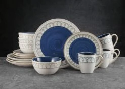 Remi Blue 16 Piece Dinnerware Set, Service For 4 -Famous Tableware Store 5275473 PFZ RemiBlue 16pcs Lifestyle 1