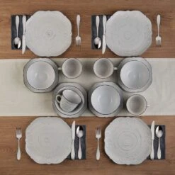 Isabella Gray 16 Piece Dinnerware Set, Service For 4 14 Isabella Gray 16 Piece Dinnerware Set, Service For 4 -Famous Tableware Store 5280759 16pc lifestyle2