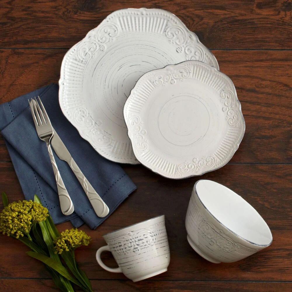 Isabella Gray 16 Piece Dinnerware Set, Service For 4 4 Isabella Gray 16 Piece Dinnerware Set, Service For 4 - Image 2