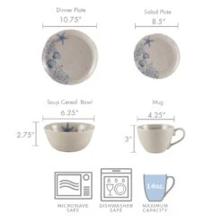 Southport 16 Piece Dinnerware Set, Service For 4 -Famous Tableware Store 5281352 dimensions