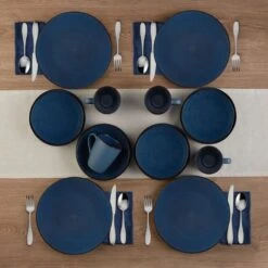 Pierce Blue 16 Piece Dinnerware Set, Service For 4 14 Pierce Blue 16 Piece Dinnerware Set, Service For 4 -Famous Tableware Store 5281779 PierceBlue 16pc lifestyle2