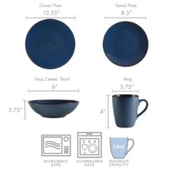 Pierce Blue 16 Piece Dinnerware Set, Service For 4 16 Pierce Blue 16 Piece Dinnerware Set, Service For 4 -Famous Tableware Store 5281779 dimensions