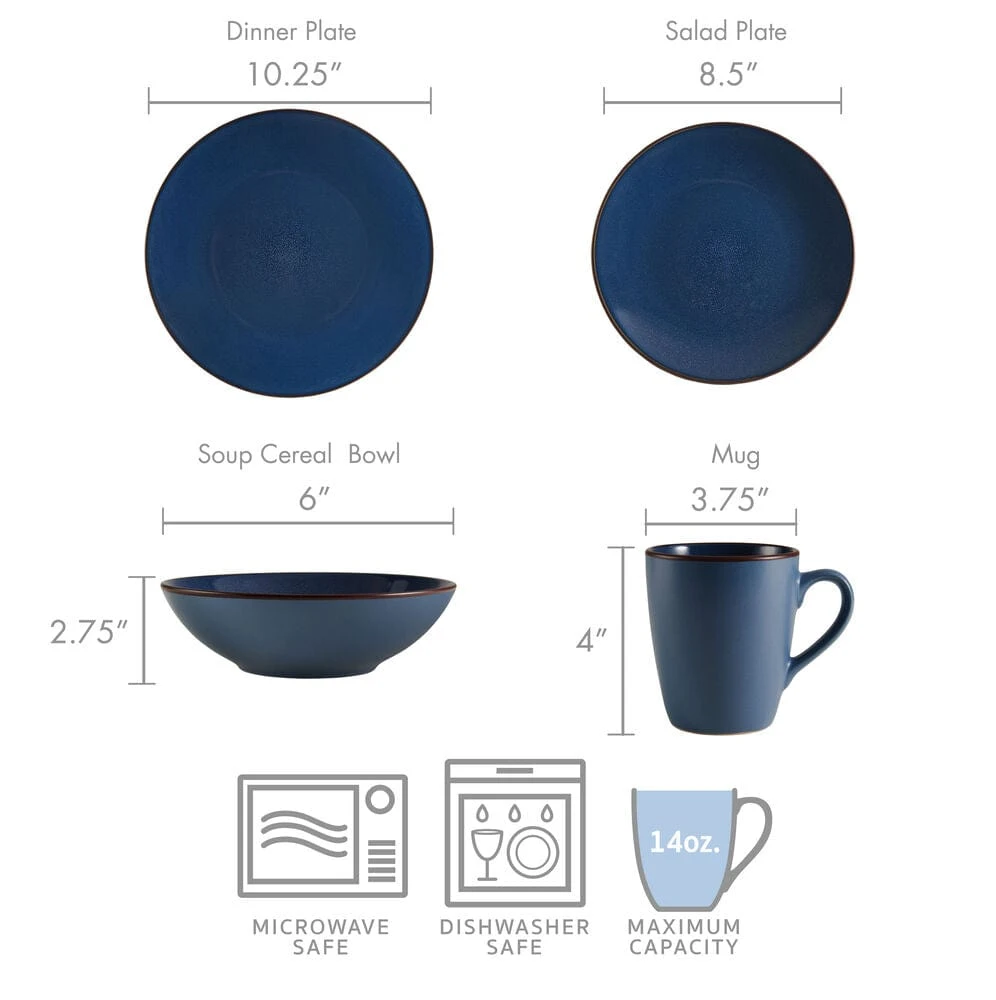 Pierce Blue 16 Piece Dinnerware Set, Service For 4 7 Pierce Blue 16 Piece Dinnerware Set, Service For 4 - Image 5