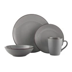 Pierce Gray 16 Piece Dinnerware Set, Service For 4 -Famous Tableware Store 5281784 PierceGray 4pc silo