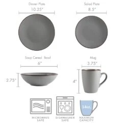 Pierce Gray 16 Piece Dinnerware Set, Service For 4 -Famous Tableware Store 5281784 dimensions