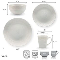 Vera 16 Piece Dinnerware Set, Service For 4 -Famous Tableware Store 5286184 6