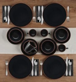 Hunter Black 16 Piece Dinnerware Set, Service For 4 -Famous Tableware Store 5286597 Hunter Black 16pc lifestyle 2
