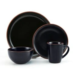Hunter Black 16 Piece Dinnerware Set, Service For 4 -Famous Tableware Store 5286597 Hunter Black 4pc silo