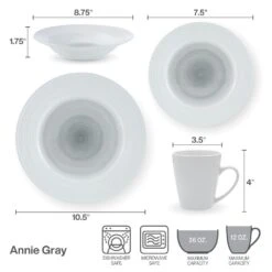 Annie Gray 16 Piece Dinnerware Set, Service For 4 -Famous Tableware Store 5286602 6