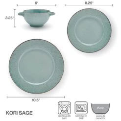 Kori Sage 12 Piece Dinnerware Set, Service For 4 15 Kori Sage 12 Piece Dinnerware Set, Service For 4 -Famous Tableware Store 5291252 PFZ Kori Sage 12PC Infographic