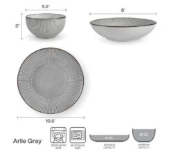 Arlie Gray 12 Piece Dinnerware Set, Service For 4 -Famous Tableware Store 5291360 006