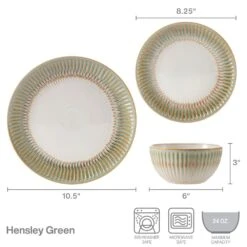Hensley Green 12 Piece Dinnerware Set, Service For 4 -Famous Tableware Store 5291366 PFZ Hensley Green Infographic