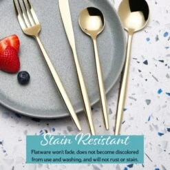 Shea Gold Forged 16 Piece Flatware Set, Service For 4 13 Shea Gold Forged 16 Piece Flatware Set, Service For 4 -Famous Tableware Store 5292340 IG6 forged champagne gold shea 16pc flatware