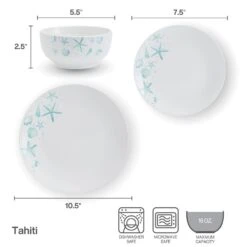 Tahiti 12 Piece Dinnerware Set, Service For 4 14 Tahiti 12 Piece Dinnerware Set, Service For 4 -Famous Tableware Store 5293648 SN Tahiti infographic