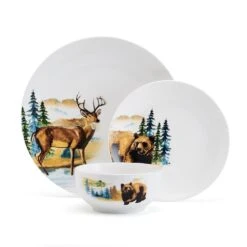 Woodland Animals 12 Piece Dinnerware Set, Service For 4 19 Woodland Animals 12 Piece Dinnerware Set, Service For 4 -Famous Tableware Store 5293649 SN WoodlandAnimals 3pc silo