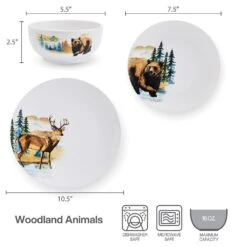 Woodland Animals 12 Piece Dinnerware Set, Service For 4 15 Woodland Animals 12 Piece Dinnerware Set, Service For 4 -Famous Tableware Store 5293649 SN WoodlandAnimals infographic