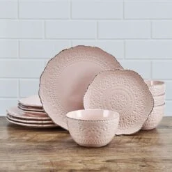 Chateau Pink 12 Piece Dinnerware Set, Service For 4 -Famous Tableware Store 5296079 LF1