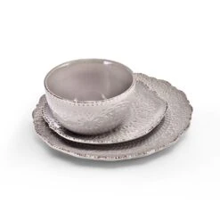 Chateau Smoke 12 Piece Dinnerware Set, Service For 4 -Famous Tableware Store 5296080 PFZ Chateau Smoke 3pc Set 3Q