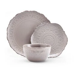 Chateau Smoke 12 Piece Dinnerware Set, Service For 4 -Famous Tableware Store 5296080 PFZ Chateau Smoke 3pc Set FR