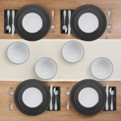 Grayson Charcoal 12 Piece Dinnerware Set, Service For 4 -Famous Tableware Store 5296692 GraysonCharcoal 12pc lifestyle topview
