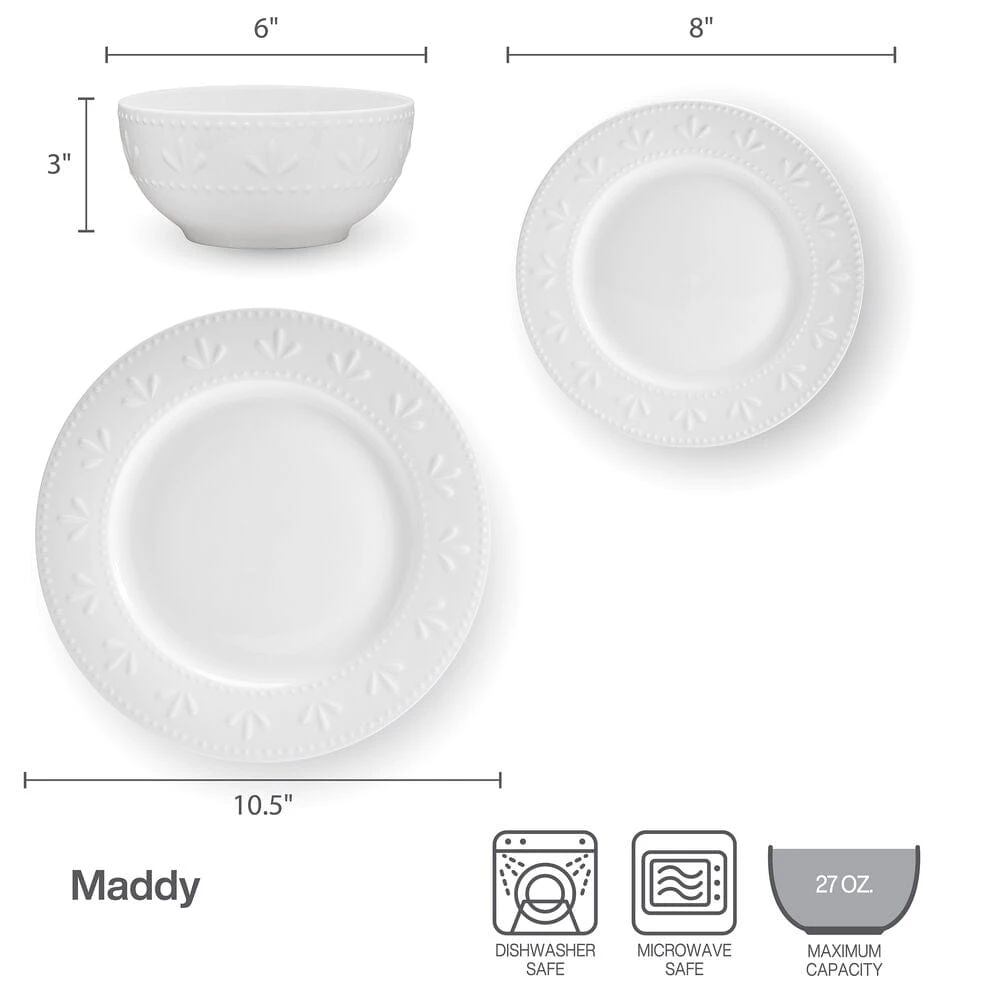 Maddy 12 Piece Dinnerware Set, Service For 4 7 Maddy 12 Piece Dinnerware Set, Service For 4 - Image 5