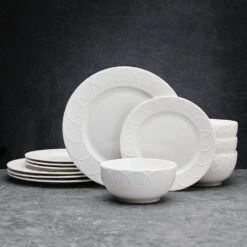 Jules 12 Piece Dinnerware Set, Service For 4 12 Jules 12 Piece Dinnerware Set, Service For 4 -Famous Tableware Store 5297460 Jules 12pc frontview