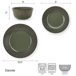 Dannie Green 12 Piece Dinnerware Set, Service For 4 -Famous Tableware Store 5305443 IG Dannie12PCDInnerwareSet