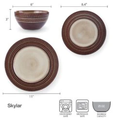 Skylar 12 Piece Dinnerware Set, Service For 4 15 Skylar 12 Piece Dinnerware Set, Service For 4 -Famous Tableware Store PFZ 5296880 Skylar 3pc Dims Infographic Copy