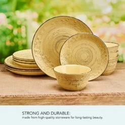 Trellis Sunflower 12 Piece Dinnerware Set, Service For 4 -Famous Tableware Store Trellis Sunflower Yellow 12 Piece Dinnerware Set 5312656 5