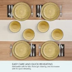 Trellis Sunflower 12 Piece Dinnerware Set, Service For 4 -Famous Tableware Store Trellis Sunflower Yellow 12 Piece Dinnerware Set 5312656 6