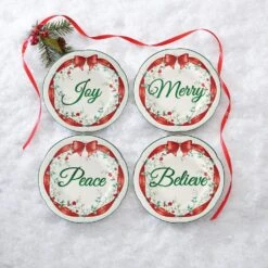 Winterberry® Set Of 4 Red Ribbon Salad Plates -Famous Tableware Store Winterberry Set of 4 Red Ribbon Salad Plates 5308110 3