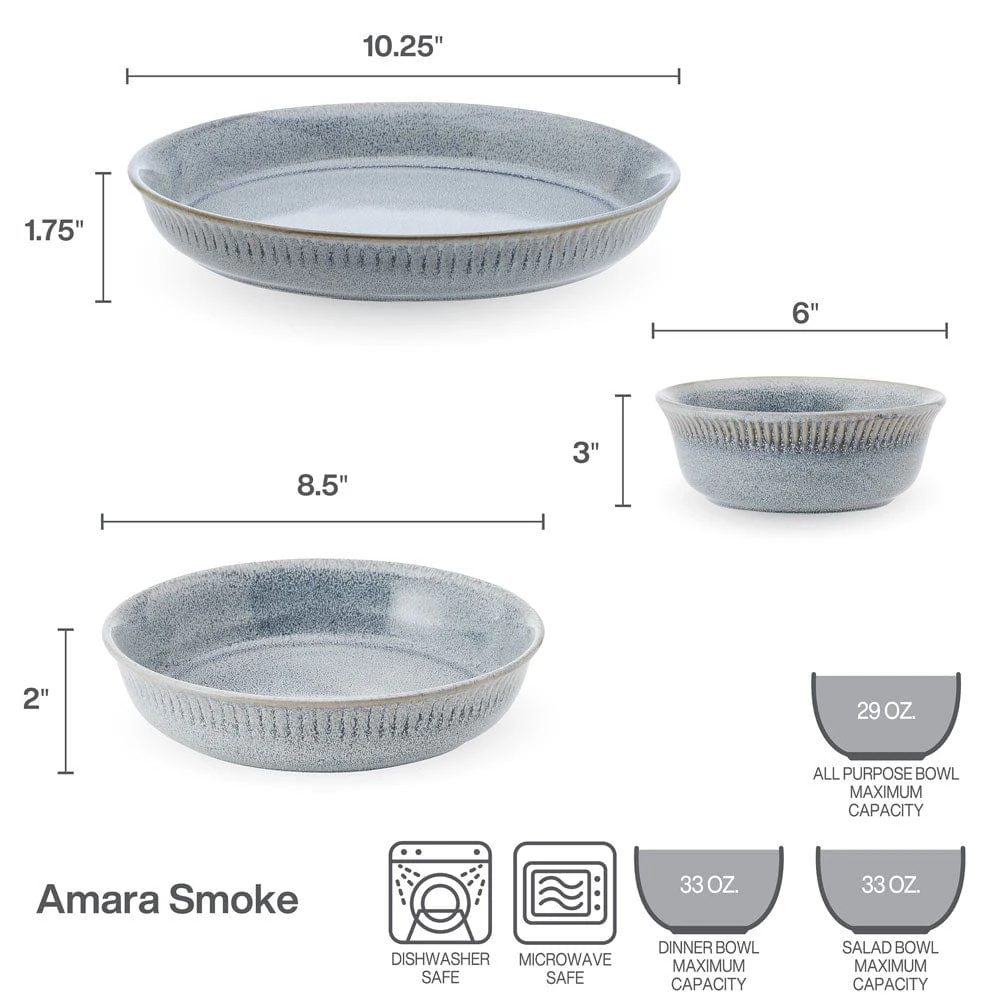 Amara Smoke 6 Piece Dinnerware Bowl Set, Service For 2 7 Amara Smoke 6 Piece Dinnerware Bowl Set, Service For 2 - Image 5