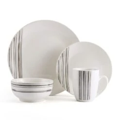 Brushed Lines 16 Piece Dinnerware Set, Service For 4 -Famous Tableware Store brushed lines 16 piece dinnerware set service for 4 5287314 9