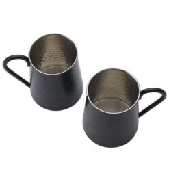 Drew And Jonathan Hammered Black Set Of 2 Beer Mugs -Famous Tableware Store drew and jonathan hammered black set of 2 bar mugs 5288509 3