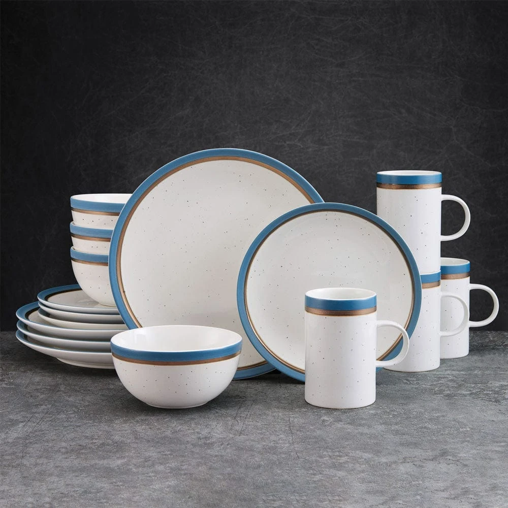 Ezra Blue 16 Piece Dinnerware Set, Service For 4 4 Ezra Blue 16 Piece Dinnerware Set, Service For 4 - Image 2